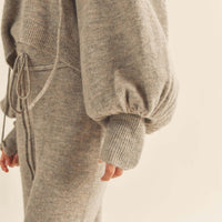 Balloon Sleeve Knit Hoodie Sweater