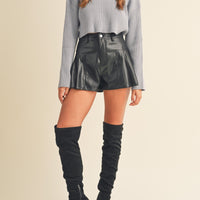 Faux Leather Flare Shorts
