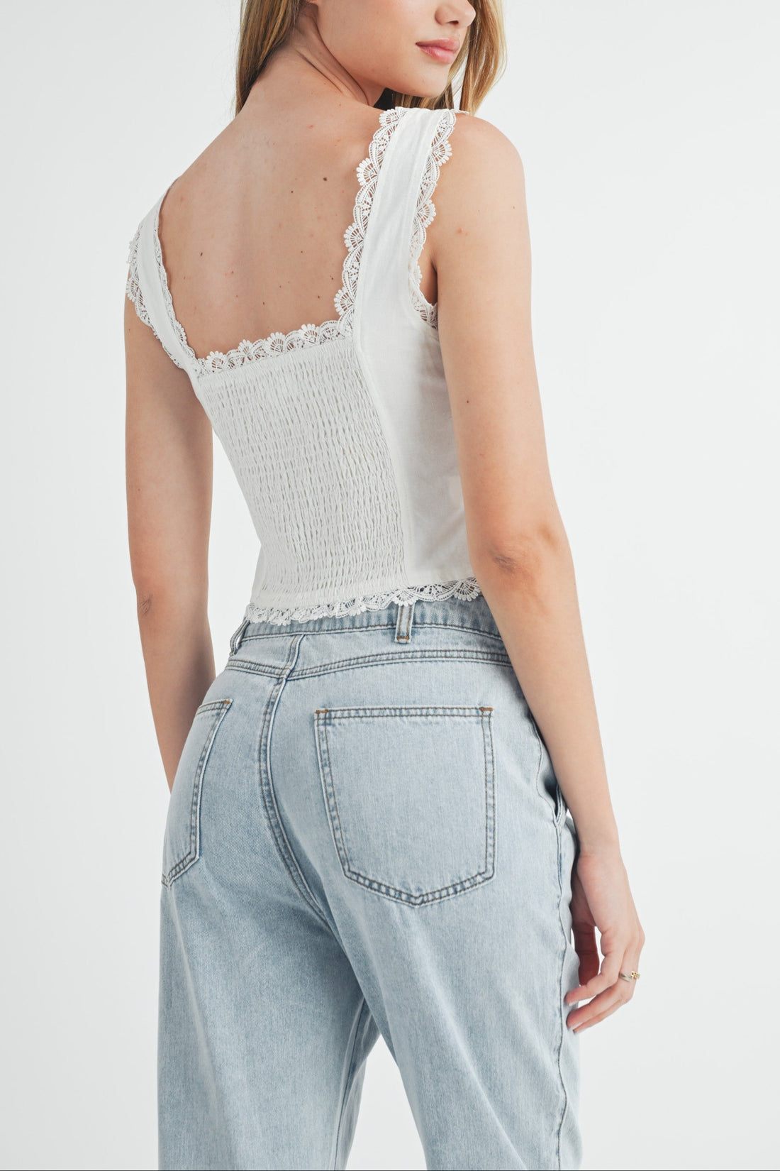 Pleated Detail Denim Jeans