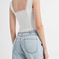 Pleated Detail Denim Jeans