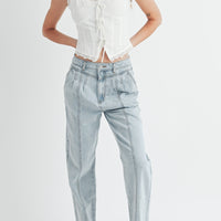 Pleated Detail Denim Jeans