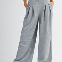 Wide Leg Pleated Lounge Pants with Pockets