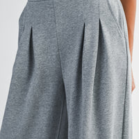 Wide Leg Pleated Lounge Pants with Pockets