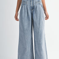 High-Waisted Pleated Wide-Leg Jeans