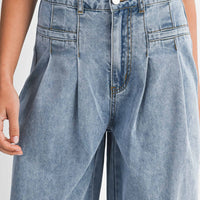 High-Waisted Pleated Wide-Leg Jeans