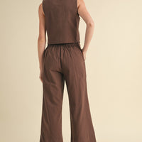 Embroidered Vest and Wide Leg Pants Set