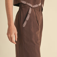 Embroidered Vest and Wide Leg Pants Set