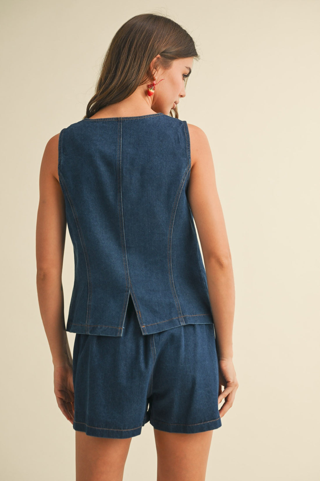 Structured Denim Vest & Shorts Set