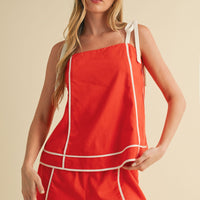 Colorblock Piped Tank & Shorts Set