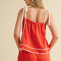 Colorblock Piped Tank & Shorts Set