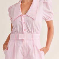 Striped Cute Collared Romper