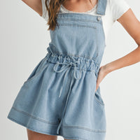Denim Drawstring Overall Romper
