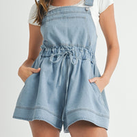 Denim Drawstring Overall Romper