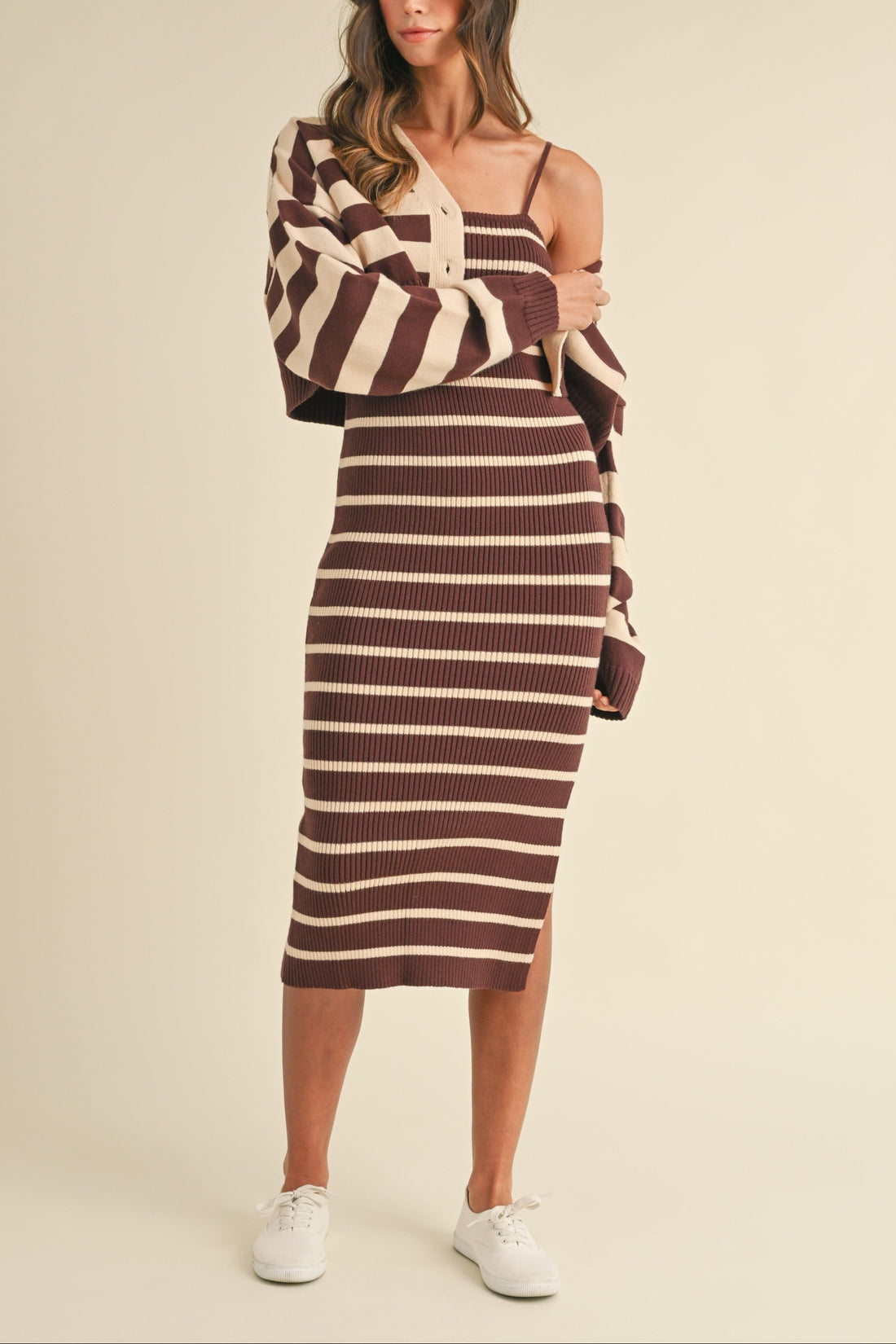 Bodycon Midi Dress and Crop Cardigan Set