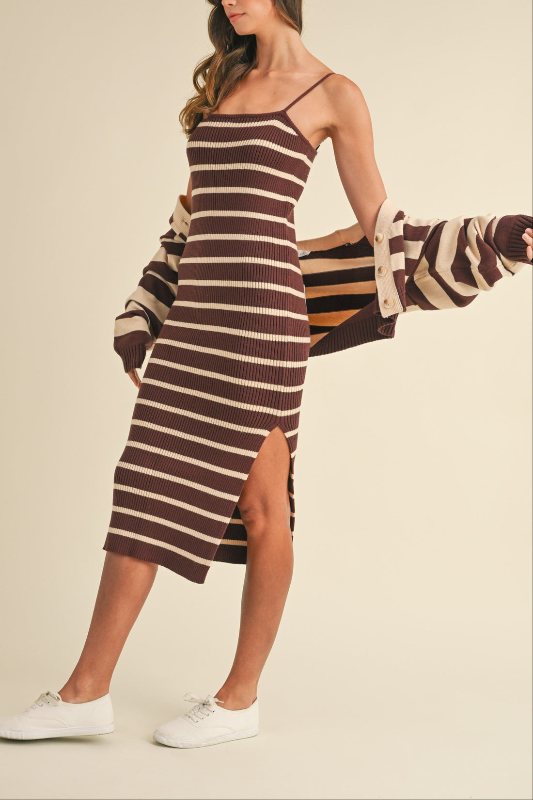 Bodycon Midi Dress and Crop Cardigan Set