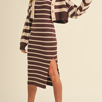 Bodycon Midi Dress and Crop Cardigan Set