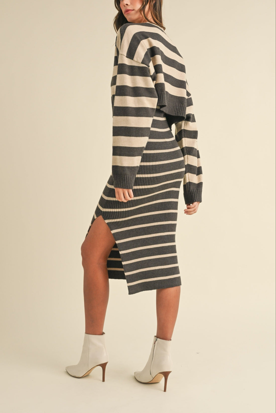 Bodycon Midi Dress and Crop Cardigan Set