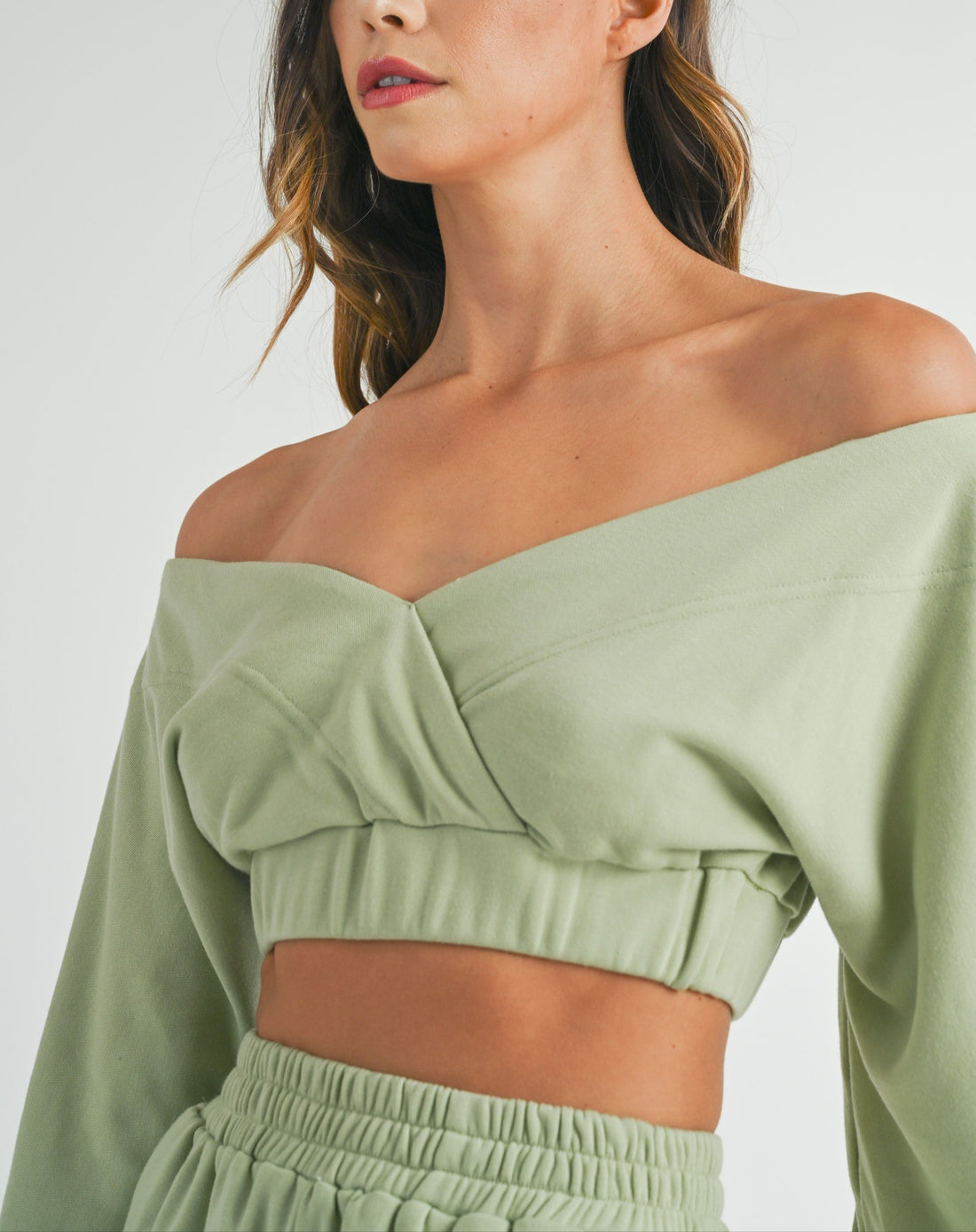 Off Shoulder Crop Top & Shorts Set
