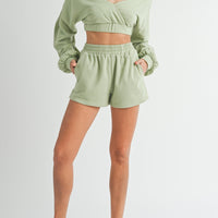 Off Shoulder Crop Top & Shorts Set