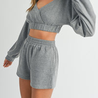 Off Shoulder Crop Top & Shorts Set