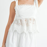 Eyelet Peplum Top & Shorts Set