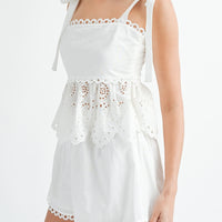 Eyelet Peplum Top & Shorts Set