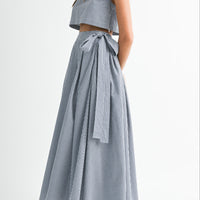 Gingham Cute Collar Crop Top & Maxi Skirt Set