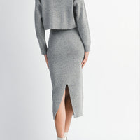Knit Cropped Cardigan & Midi Skirt Set