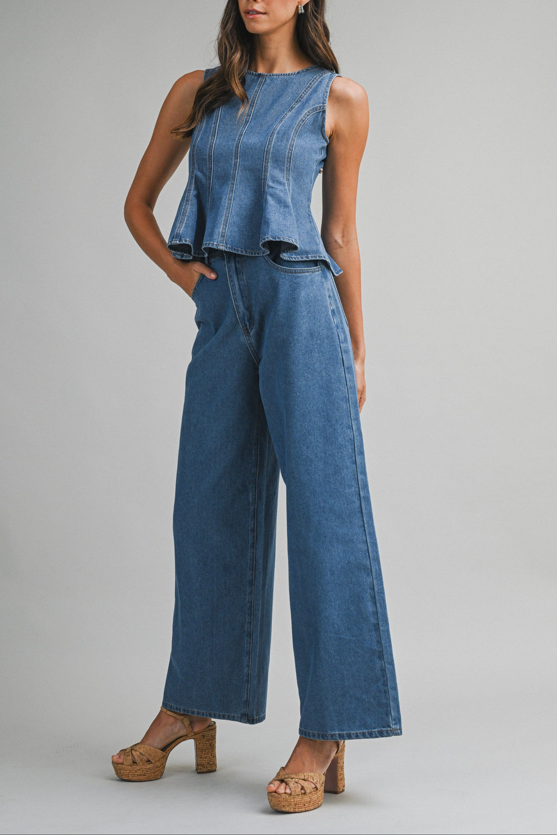 Denim Peplum Set – Effortlessly Chic & Modern