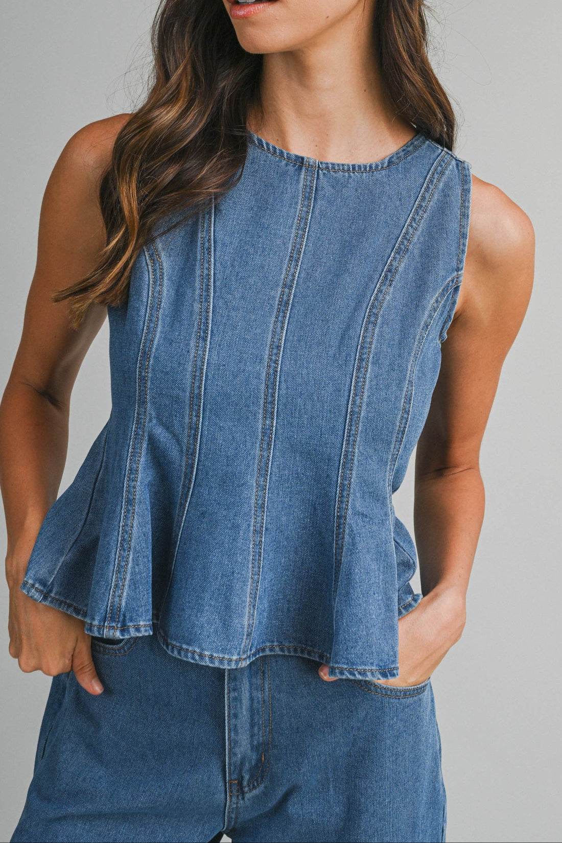 Denim Peplum Set – Effortlessly Chic & Modern