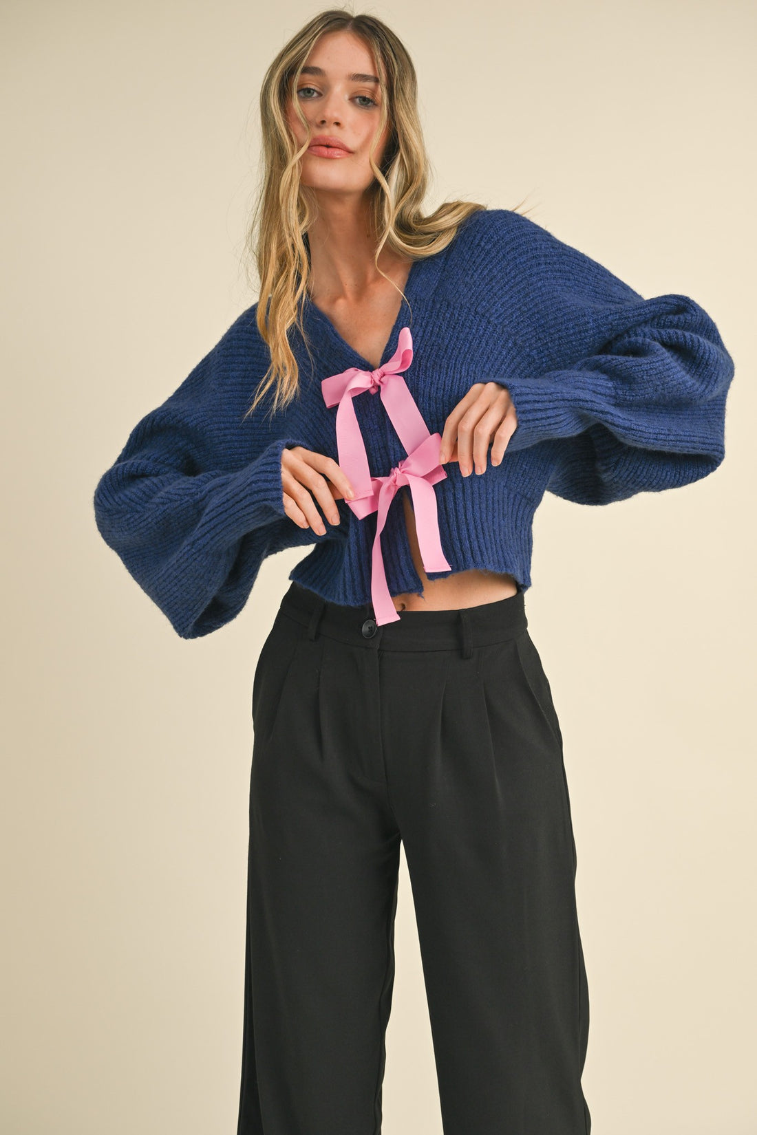 Bow Crop Sweater Cardigan