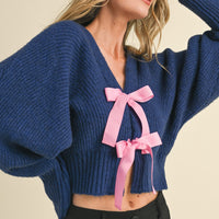 Bow Crop Sweater Cardigan