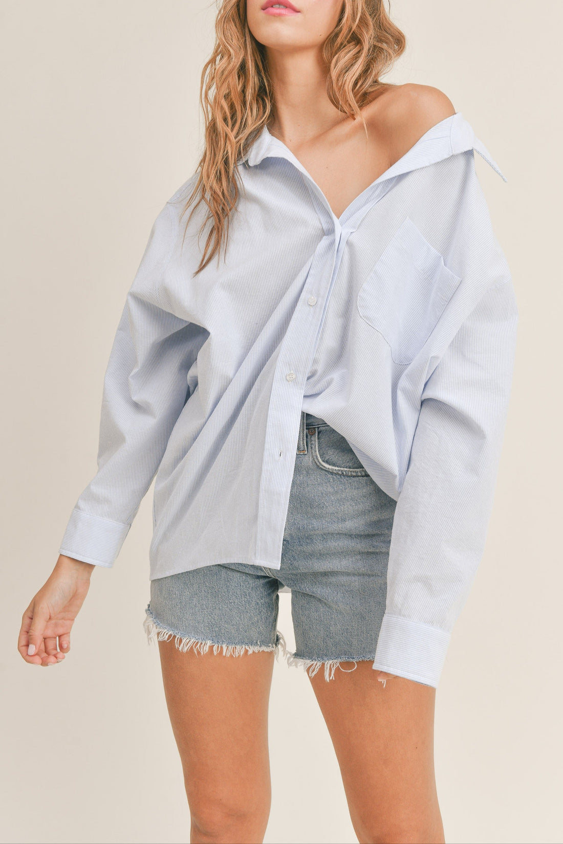 Oversized Stripe Button Down Shirt