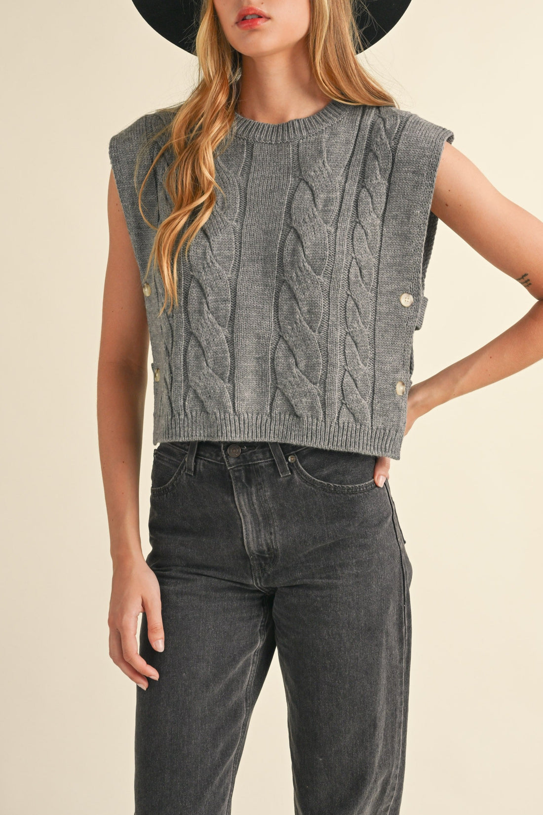 Cable Knit Open Side Vest