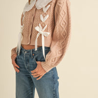 Lovely Collar Cable Knit Cardigan