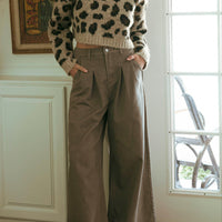 Fuzzy Leopard Print Cropped Sweater