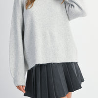 Back Bow Detail Open Slit Knit Pullover Sweater