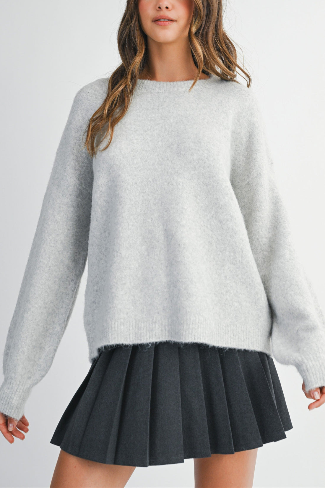 Back Bow Detail Open Slit Knit Pullover Sweater