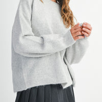 Back Bow Detail Open Slit Knit Pullover Sweater