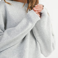 Back Bow Detail Open Slit Knit Pullover Sweater