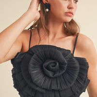 Rosette Satin Crop Top