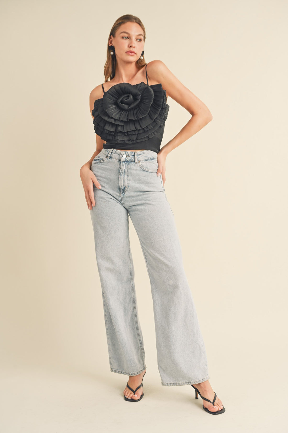 Rosette Satin Crop Top