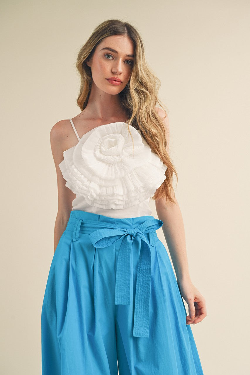 Rosette Satin Crop Top