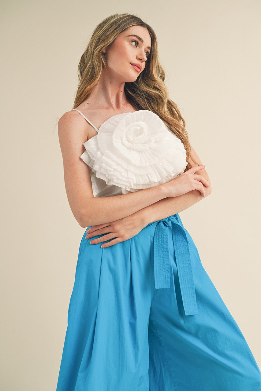 Rosette Satin Crop Top