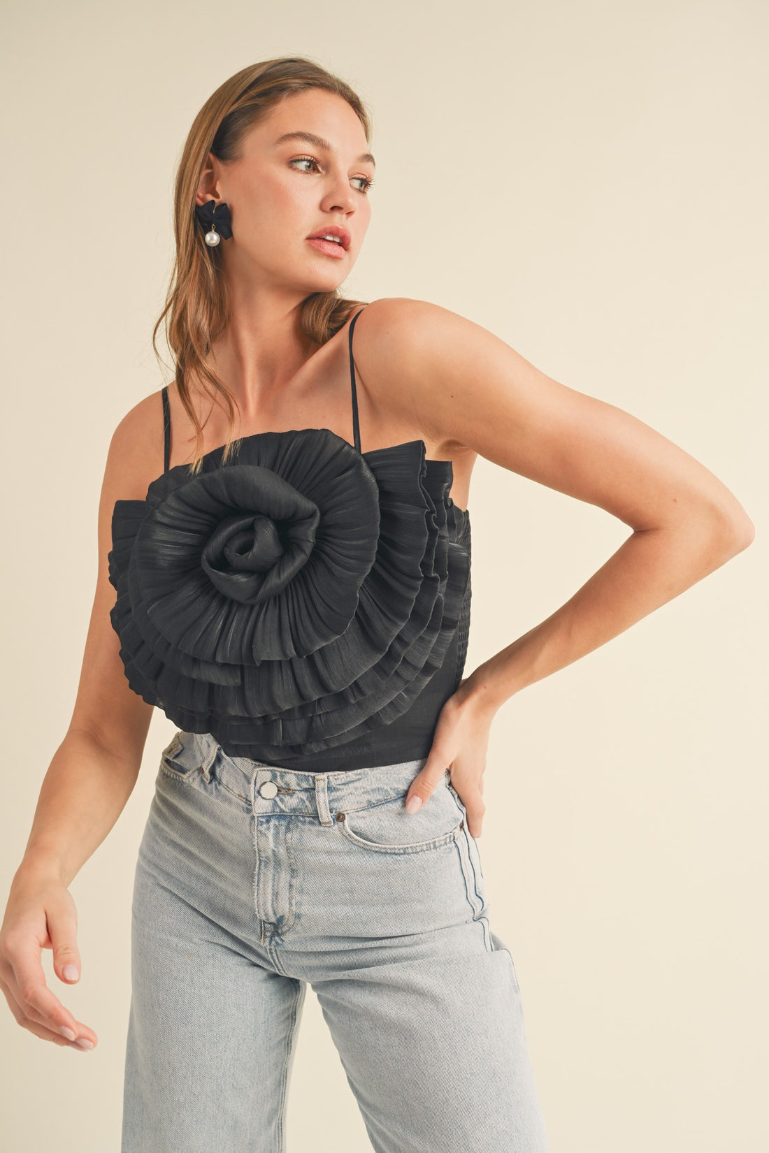 Rosette Satin Crop Top
