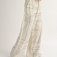 Grid Pattern Wide Leg Pants