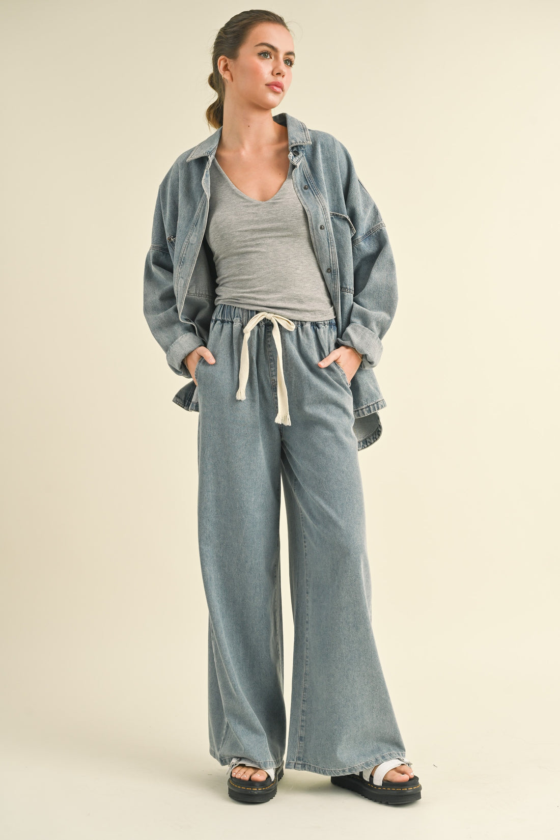 Denim Wide Leg Pants