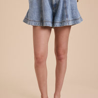 High-Waisted Flared Denim Shorts