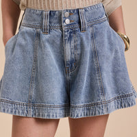 High-Waisted Flared Denim Shorts