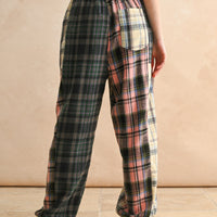 Mixed Plaid Patchwork Relaxed Pants